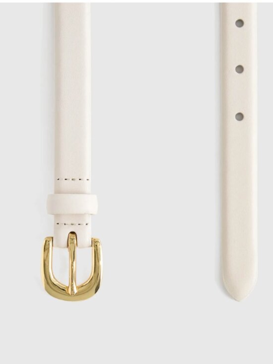 NWT Quince Sofia European Leather Skinny Belt in Bone Sz S main image 5